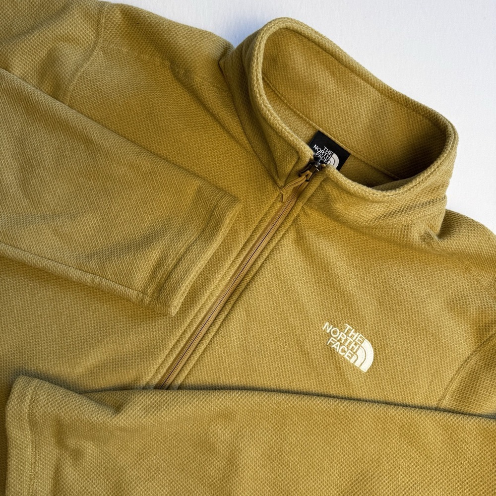 THE NORTH FACE MENS TEXTURED CAP ROCK 1/4 ZIP UP FLEECE‎ PULLOVER LARGE KHAKI